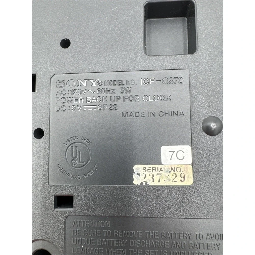Sony Dream Machine ICF-C370 Alarm Clock-AM/FM‎ Tested Working